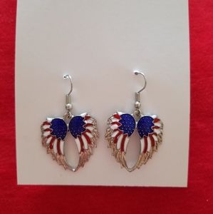 Patriotic angel wing earrings